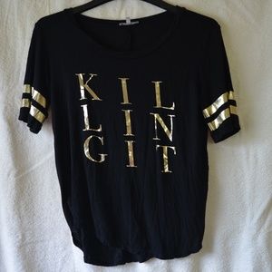 Charlotte Russe Black "Killing It" Shiny T-Shirt